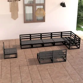 9-teiliges Gartenmöbel-Set schwarzes massives Kiefernholz von , Gartensets - Ref: Foro24-3075638, Preis: 643,01 €, Rabatt: %