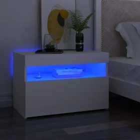 Bedside table with white plywood LED lights 60x35x40 cm by , Nightstands - Ref: Foro24-3082774, Price: 44,64 €, Discount: %