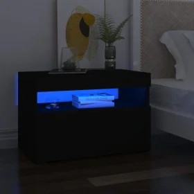 Nachttisch mit LED-Leuchten Sperrholz schwarz 60x35x40 cm von , Nachttische - Ref: Foro24-3082776, Preis: 46,43 €, Rabatt: %