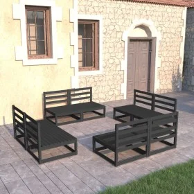 8-piece garden furniture set in black solid pine wood by , Garden sets - Ref: Foro24-3075273, Price: 533,69 €, Discount: %