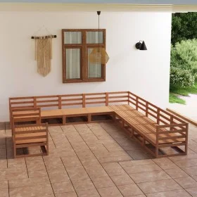 Juego muebles de jardín 11 pzas madera maciza pino marrón miel de , Conjuntos de jardín - Ref: Foro24-3075937, Precio: 733,56...