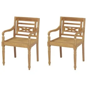Batavia chairs 2 units solid teak wood by vidaXL, Garden chairs - Ref: Foro24-43051, Price: 236,87 €, Discount: %