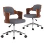 Sillas de comedor giratorias 2 uds madera curvada y tela gris