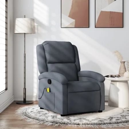 Dark gray velvet reclining massage chair by , Armchairs - Ref: Foro24-371809, Price: 252,85 €, Discount: %