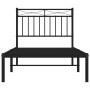 Bed frame with black metal headboard 90x200 cm by , Beds and slatted bases - Ref: Foro24-373684, Price: 67,71 €, Discount: %