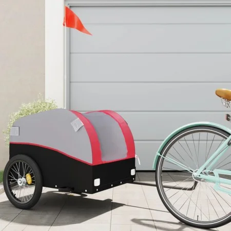 Bicycle trailer, black and red, 45 kg, made of iron. by , Bicycle trailers - Ref: Foro24-94125, Price: 88,60 €, Discount: %