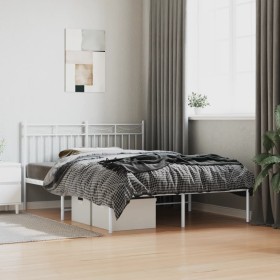 White metal bed frame with headboard 140x200 cm by , Beds and slatted bases - Ref: Foro24-373741, Price: 102,68 €, Discount: %