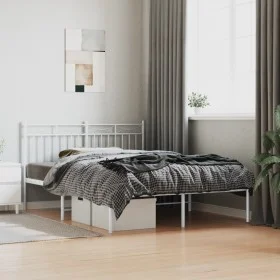 White metal bed frame with headboard 140x200 cm by , Beds and slatted bases - Ref: Foro24-373741, Price: 101,12 €, Discount: %
