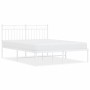 Bettgestell aus weißem Metall mit Kopfteil 140x200 cm von , Betten und Lattenroste - Ref: Foro24-373741, Preis: 102,68 €, Rab...
