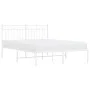 White metal bed frame with headboard 140x200 cm by , Beds and slatted bases - Ref: Foro24-373741, Price: 101,12 €, Discount: %
