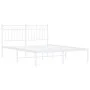 White metal bed frame with headboard 140x200 cm by , Beds and slatted bases - Ref: Foro24-373741, Price: 101,12 €, Discount: %