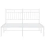 White metal bed frame with headboard 140x200 cm by , Beds and slatted bases - Ref: Foro24-373741, Price: 101,12 €, Discount: %