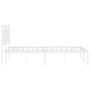 Bettgestell aus weißem Metall mit Kopfteil 140x200 cm von , Betten und Lattenroste - Ref: Foro24-373741, Preis: 102,68 €, Rab...