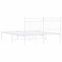 Estructura de cama con cabecero metal blanca 140x200 cm de , Camas y somieres - Ref: Foro24-373741, Precio: 101,12 €, Descuen...
