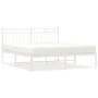Estructura de cama con cabecero metal blanca 160x200 cm de , Camas y somieres - Ref: Foro24-373743, Precio: 102,98 €, Descuen...