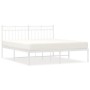 White metal bed frame with headboard 160x200 cm by , Beds and slatted bases - Ref: Foro24-373743, Price: 104,99 €, Discount: %