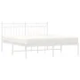 Estructura de cama con cabecero metal blanca 160x200 cm de , Camas y somieres - Ref: Foro24-373743, Precio: 102,98 €, Descuen...