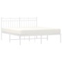 White metal bed frame with headboard 160x200 cm by , Beds and slatted bases - Ref: Foro24-373743, Price: 104,99 €, Discount: %