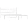 Estructura de cama con cabecero metal blanca 160x200 cm de , Camas y somieres - Ref: Foro24-373743, Precio: 102,98 €, Descuen...