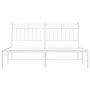 White metal bed frame with headboard 160x200 cm by , Beds and slatted bases - Ref: Foro24-373743, Price: 104,99 €, Discount: %