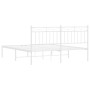 White metal bed frame with headboard 160x200 cm by , Beds and slatted bases - Ref: Foro24-373743, Price: 104,99 €, Discount: %