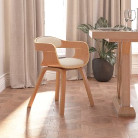 Silla de comedor de cuero sintético y madera curvada crema en Sillas de comedor | Comprar online en Foro24