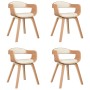 Sillas de comedor 4 uds madera curvada y cuero sintético crema