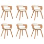 Sillas de comedor 6 uds madera curvada y cuero sintético crema
