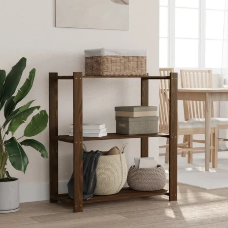 Solid pine wood 3-level shelf in brown, 80x38x90 cm by , Industrial shelving - Ref: Foro24-373397, Price: 47,71 €, Discount: %