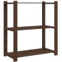 Estantería de 3 niveles madera maciza pino marrón 80x38x90 cm
