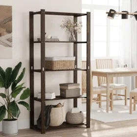 Solid black pine wood 5-level shelf 80x38x170 cm by , Industrial shelving - Ref: Foro24-373407, Price: 57,87 €, Discount: %