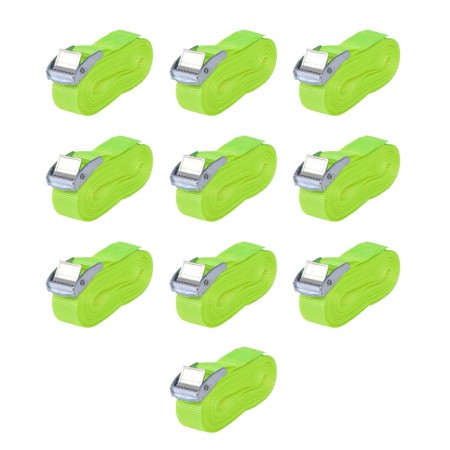 Correas 10 unidades verde fluorescente 0,25 T 5 mx 25 mm de vidaXL, Correas de amarre - Ref: Foro24-142664, Precio: 33,65 €, ...