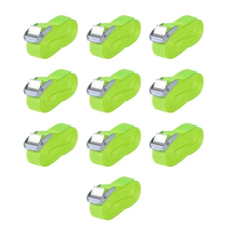 Straps 10 units fluorescent green 0.25 T 5 mx 25 mm by vidaXL, Tie down straps - Ref: Foro24-142664, Price: 29,20 €, Discount: %