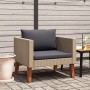 Sofá individual de jardín con cojines ratán sintético beige