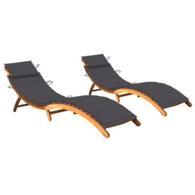 Sun loungers 2 units with solid acacia wood cushions by , Loungers - Ref: Foro24-3077361, Price: 354,30 €, Discount: %