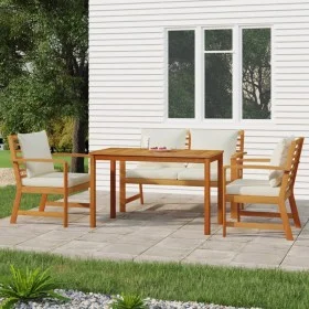 4-piece garden dining set with solid acacia wood cushions by , Garden sets - Ref: Foro24-3154978, Price: 496,61 €, Discount: %