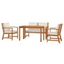 Juego comedor de jardín 4 pzas con cojines madera maciza acacia
