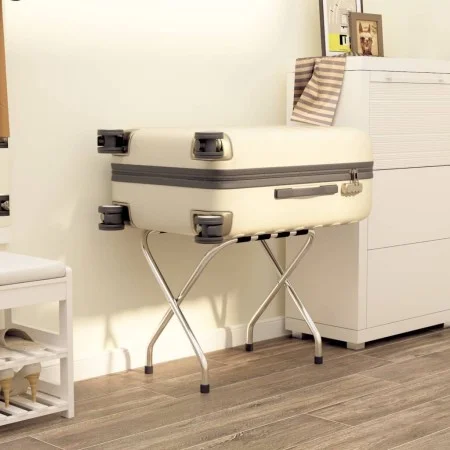 Black and silver suitcase support 56x40x49 cm by , Luggage racks and suitcase holders - Ref: Foro24-153076, Price: 42,70 €, D...