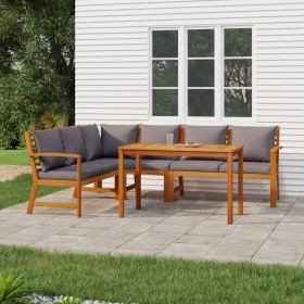 Garden dining set and cushions 5 pieces solid acacia wood by , Garden sets - Ref: Foro24-3154967, Price: 661,10 €, Discount: %