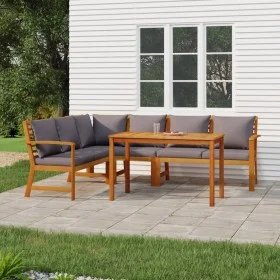 Garden dining set and cushions 5 pieces solid acacia wood by , Garden sets - Ref: Foro24-3154967, Price: 645,15 €, Discount: %