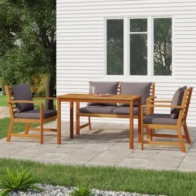 4-piece garden dining set with solid acacia wood cushions by , Garden sets - Ref: Foro24-3154979, Price: 471,78 €, Discount: %