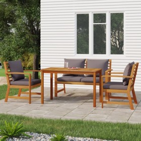 4-teilige Garten-Essgruppe mit Kissen aus massivem Akazienholz von , Gartensets - Ref: Foro24-3154979, Preis: 478,87 €, Rabat...