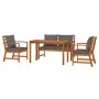 Juego comedor de jardín 4 pzas con cojines madera maciza acacia de , Conjuntos de jardín - Ref: Foro24-3154979, Precio: 474,0...