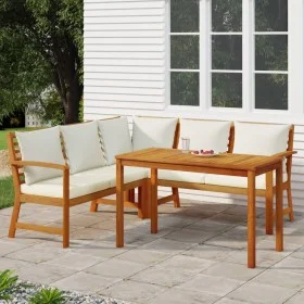 Juego comedor de jardín 4 pzas con cojines madera maciza acacia de , Conjuntos de jardín - Ref: Foro24-3154962, Precio: 557,4...