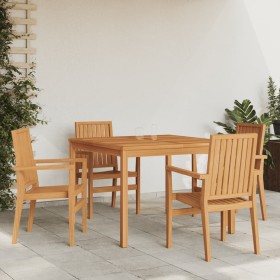 Juego de comedor para jardín 5 piezas madera maciza de teca by , Garden sets - Ref: Foro24-3157912, Price: 808,32 €, Discount: %