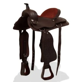 Westernsattel, Zaumzeug und Echtleder-Brustpanzer 17" braun von vidaXL, Rahmen - Ref: Foro24-91349, Preis: 231,42 €, Rabatt: %