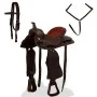 Western saddle, bridle and real leather breastplate 17" brown by vidaXL, Frames - Ref: Foro24-91349, Price: 231,42 €, Discoun...