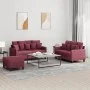 Sofa set with cushions 3 pieces red fabric by , Sofas - Ref: Foro24-3201662, Price: 407,17 €, Discount: %