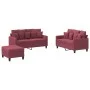 Sofa set with cushions 3 pieces red fabric by , Sofas - Ref: Foro24-3201662, Price: 407,17 €, Discount: %