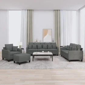 Sofa set with cushions 4 pieces dark gray fabric by , Sofas - Ref: Foro24-3201641, Price: 643,50 €, Discount: %